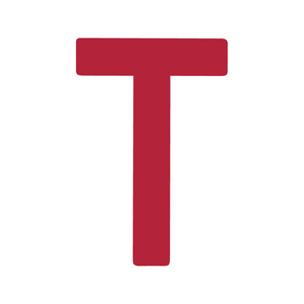 12 Inch | 308mm Polyester Insignia Red Sail Letter - T