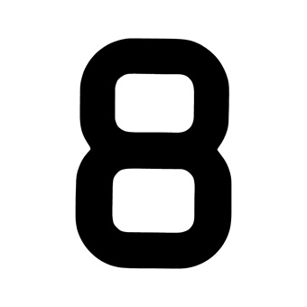 15 Inch | 380mm Polyester Insignia Black Sail Number - No 8