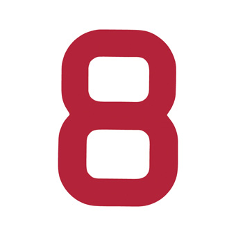15 Inch | 380mm Polyester Insignia Red Sail Number - No 8