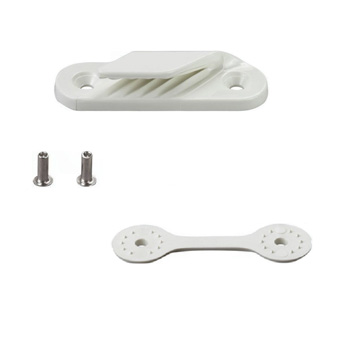 Clamcleat White Fine Line Starboard Leech Line Cleat with Backplate & Rivets
