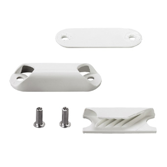 Clamcleat White Dinghy Leech Line Cleat with Backplate, Shield & Rivets