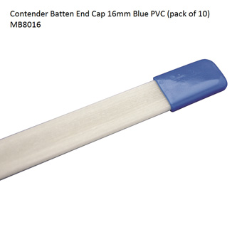Batten End Cap Blue PVC 16mm 10 Pack